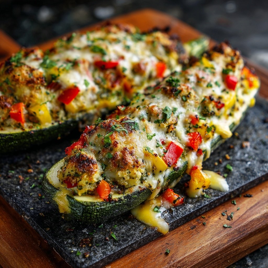 Chunky Veggie Stuffed Zucchini