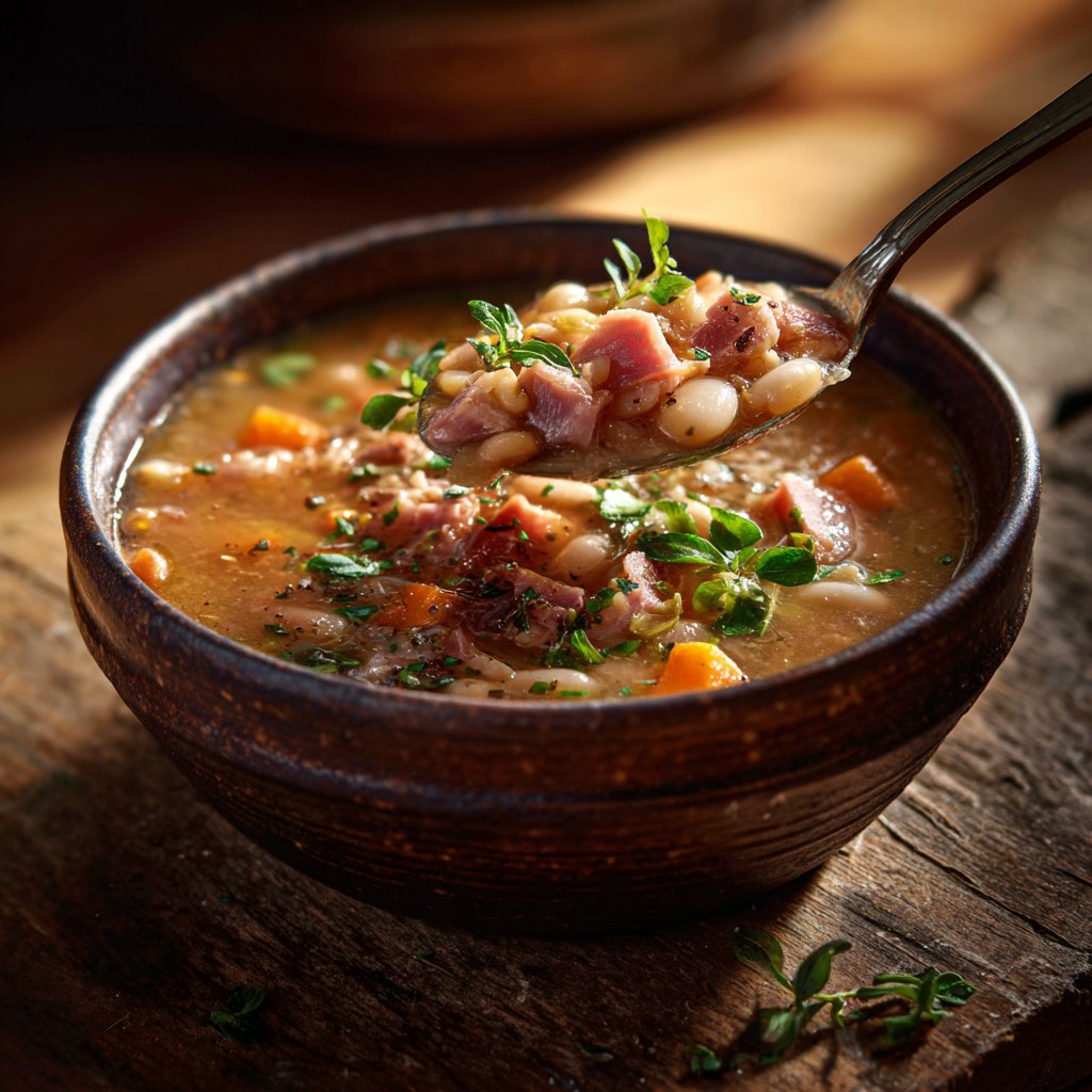 Slow Simmered Ham and Bean Soup