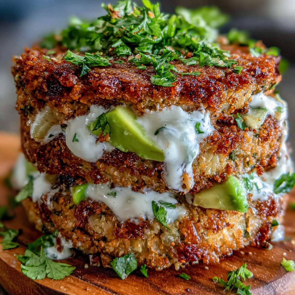 Chickpea Coriander Burger Stack