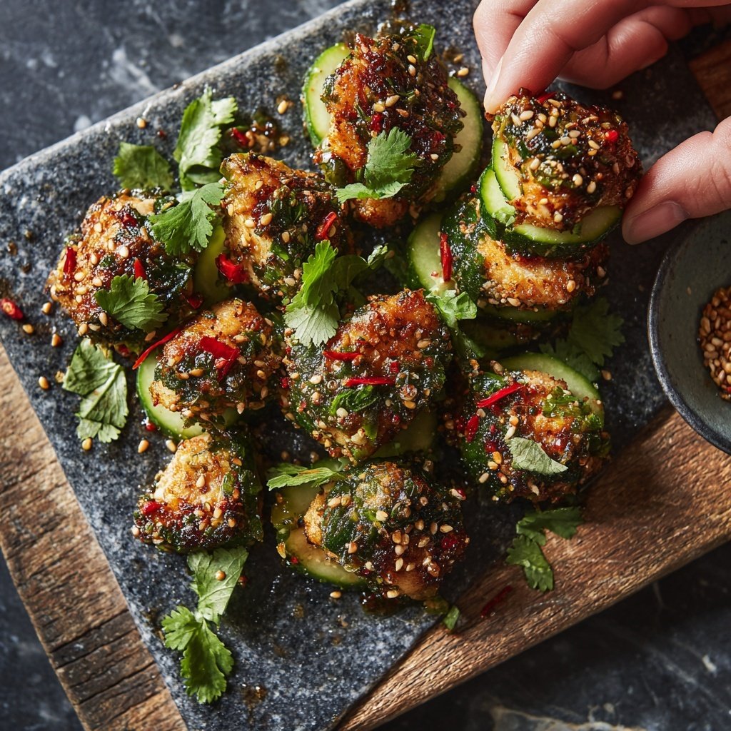 Asian-Inspired Cucumber Chicken Bites